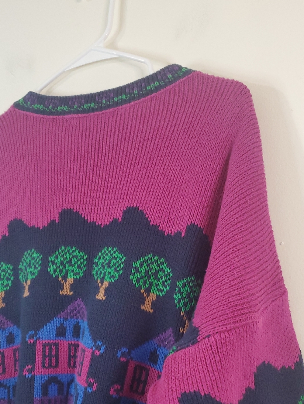 Vintage 80s Sutton Place Cats Village Motif Women’s Sweater Novelty - Picture 7 of 11